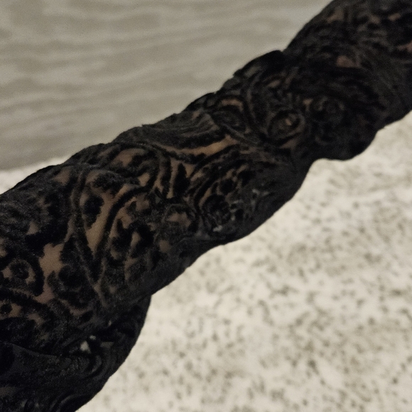 Dorothy Samuel SZ 6 Dark Romantic Black Burnout Velvet Paisley Goth Bodysuit - Picture 7 of 12